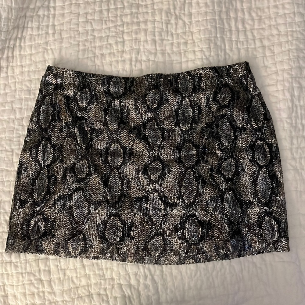 EXPRESS Sequin snakeskin mini skirt